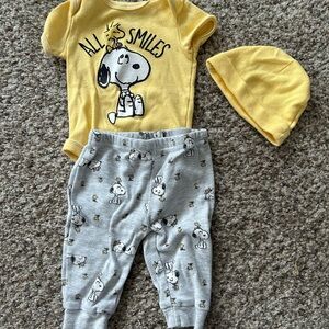 Yellow Snoopy Baby Outfit with Hat